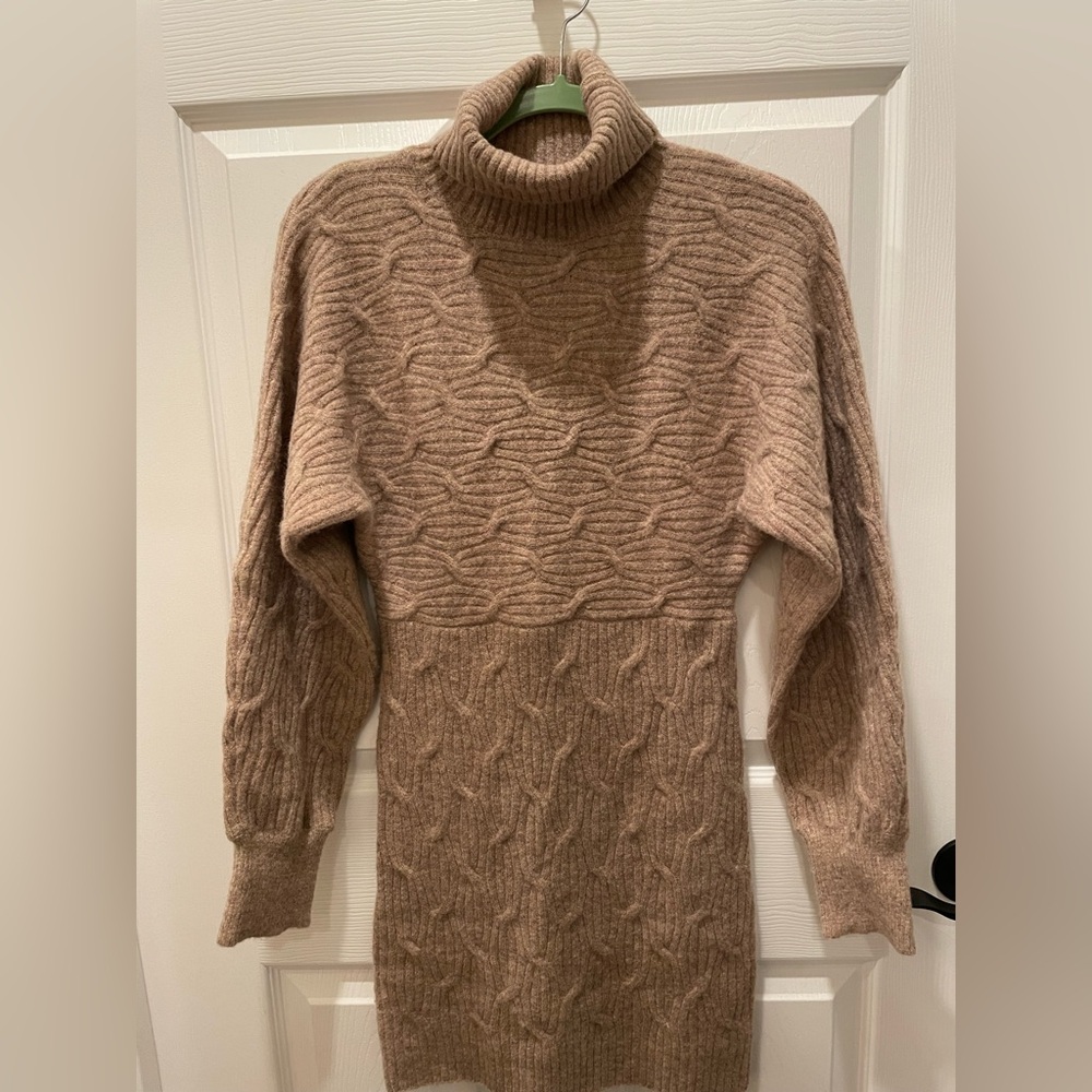 Lulu's Textured Tan Turtleneck Sweater